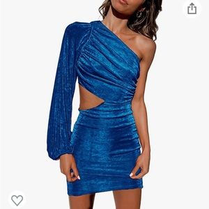 Royal Blue Velvet Dress